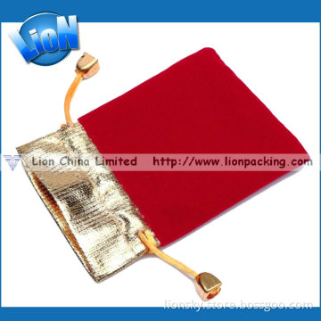 Chic Jewelry Patched Metallic Fabric Velvet Candy Pouch with Stopper